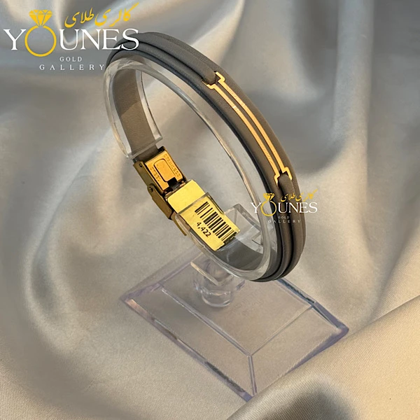 دستبند طلا زنانه چرمی دو خط L335